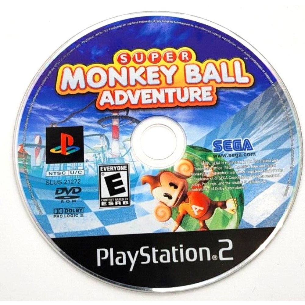 SUPER MONKEY BALL ADVENTURE GAME DISC ONLY PS2 PLAYSTATION 2 SEGA